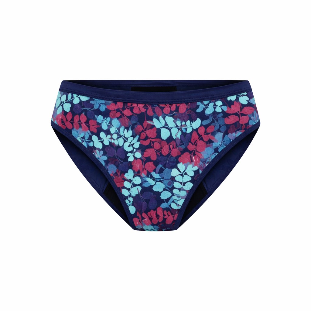 Bedrukt menstruatieondergoed voor tieners en jonge vrouwen | OEM 5-laags lekvrij biologisch katoenen middelhoge slipje - op maat gemaakte prints, lage MOQ, groothandel en private label