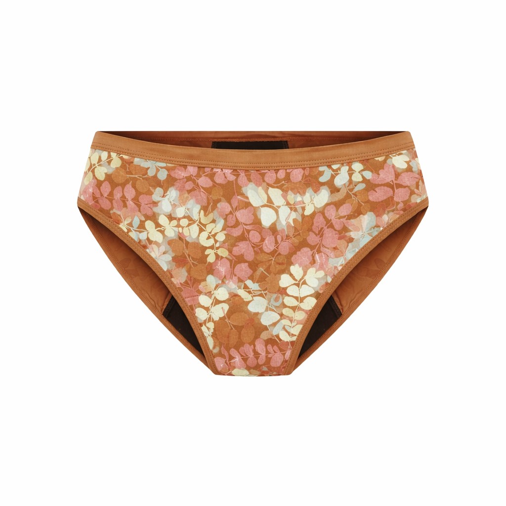 Bedrukt menstruatieondergoed voor tieners en jonge vrouwen | OEM 5-laags lekvrij biologisch katoenen middelhoge slipje - op maat gemaakte prints, lage MOQ, groothandel en private label