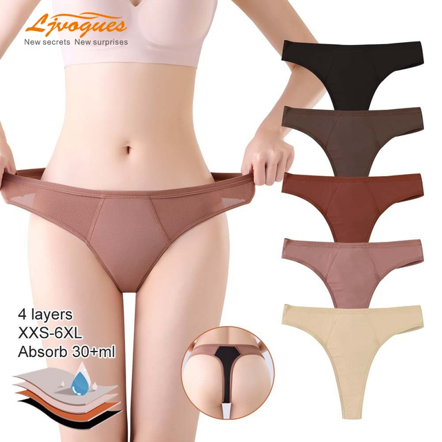 Tanga de malla transpirable | Ropa interior menstrual de talla grande de fibra de bamb&uacute; de 4 capas | OEM al por mayor