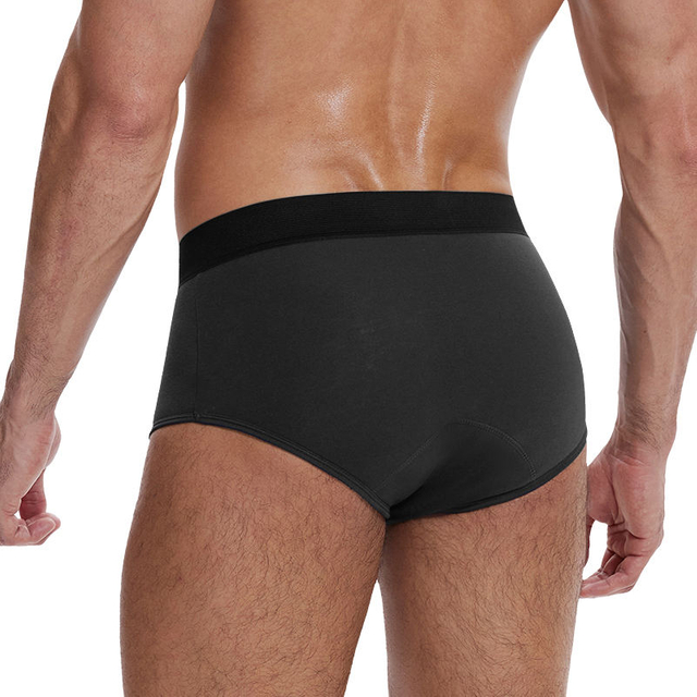 ملابس داخلية قابلة للغسل للرجال من OEM | 4 طبقات 150 مل ماص | موجز القطن الخيزران | 3D U-Pouch Open Fly | XS – 4XL