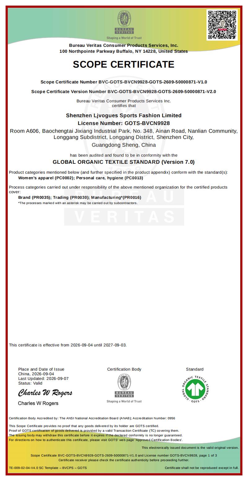 Scope Certificate_GOTS_Shenzhen Ljvogues Sports Fashion Limited_07-09-2026_BVCPS_01