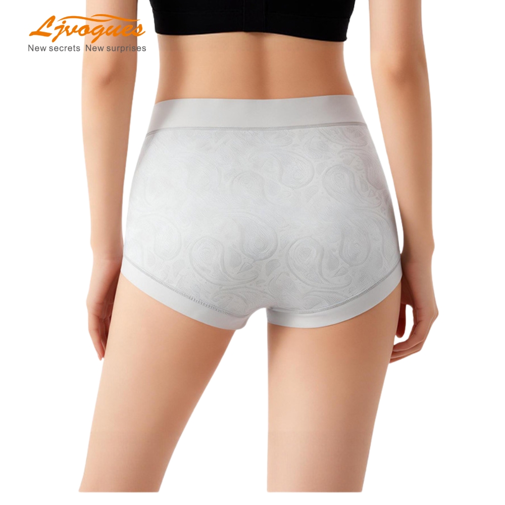 Shorty taille moyenne en jacquard de dentelle fran&ccedil;aise | Entrejambe en coton lissant le ventre grande taille | 6 couleurs L–3XL | OEM en gros