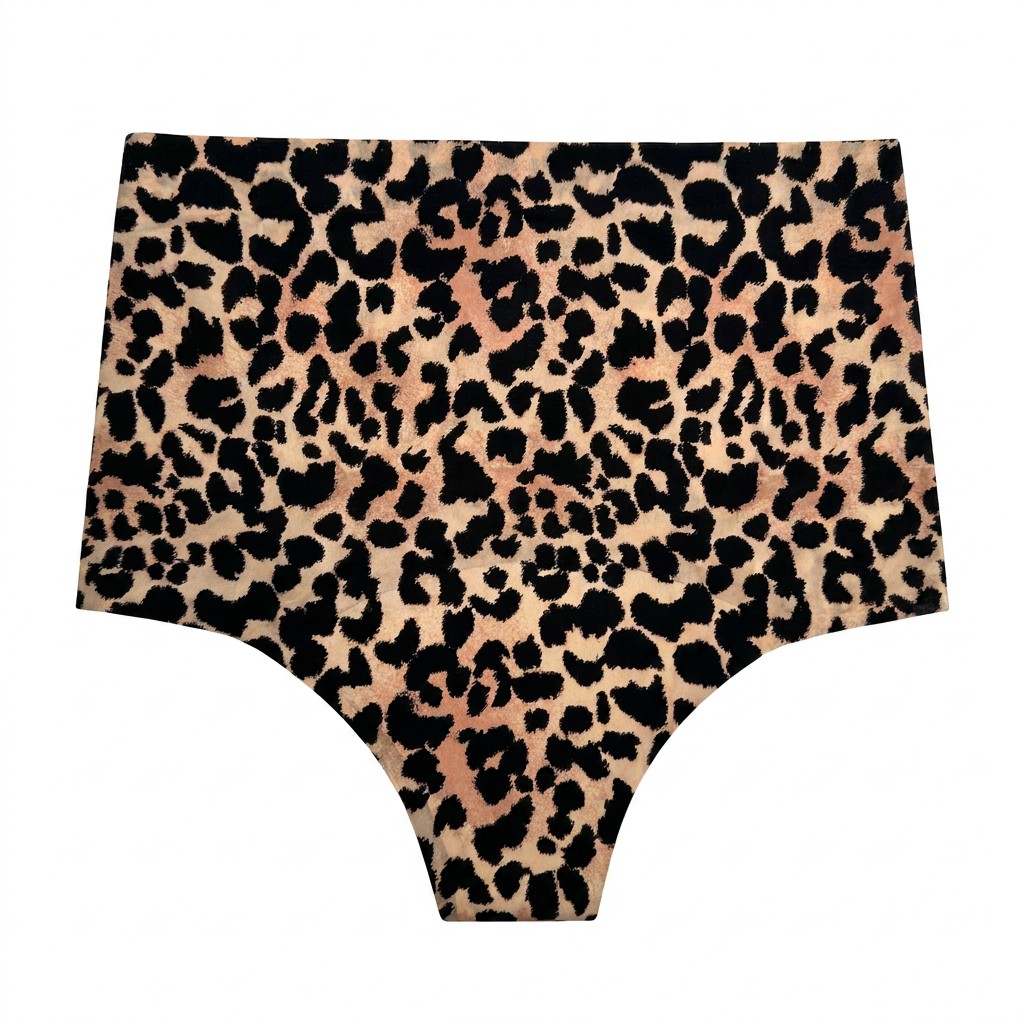 Calcinha de &eacute;poca com estampa de leopardo | OEM de 4 camadas de fluxo pesado de altura m&eacute;dia | Fabricante de roupas &iacute;ntimas de &eacute;poca com design personalizado