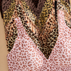 BA823 Suti&atilde; feminino com estampa de leopardo sem costura e decote em V | Bralette sem fio com almofadas semifixas | OEM/ODM atacado
