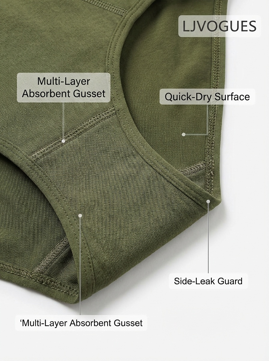 Roupa &iacute;ntima protetora LJVOGUES estilo 05 - absor&ccedil;&atilde;o de 50ml, areia, XXS – 3XL 