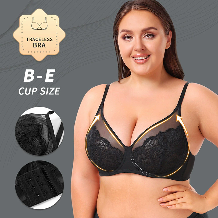 BE Fincan 2 Renk Ultra-ince Dantel &Ouml;rg&uuml; See-through B&uuml;y&uuml;k Boy Sutyen Şınav Seksi Destek İ&ccedil; Sutyen 3/2 Fincan Tipi Rahat