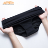 Mutandine mestruali a tenuta stagna a 4 strati | Slip mestruali in cotone a vita media ad asciugatura rapida VaporWick | TPU traspirante | Nero S–4XL | Commercio all'ingrosso OEM/ODM