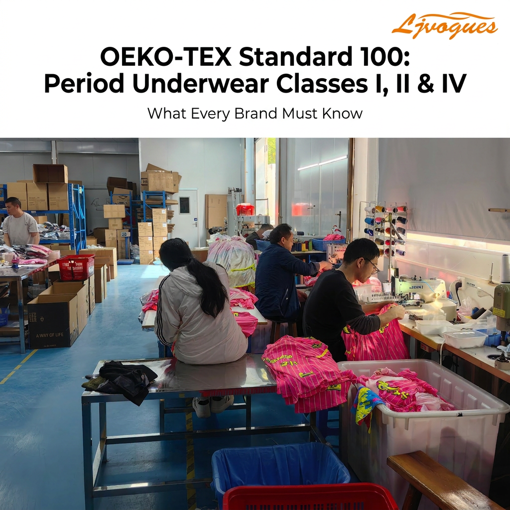 معيار OEKO-TEX 100 للملابس الداخلية للفترة: الفئة الأولى مقابل الفئة الثانية مقابل الفئة الرابعة - ما يجب أن تعرفه كل علامة تجارية