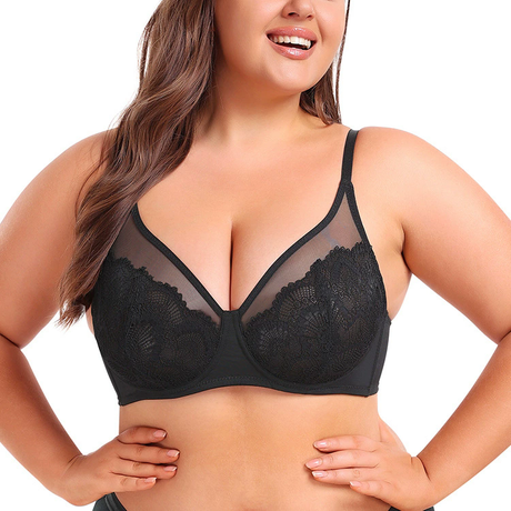 Suti&atilde; push-up de malha de renda ultrafina plus size por atacado